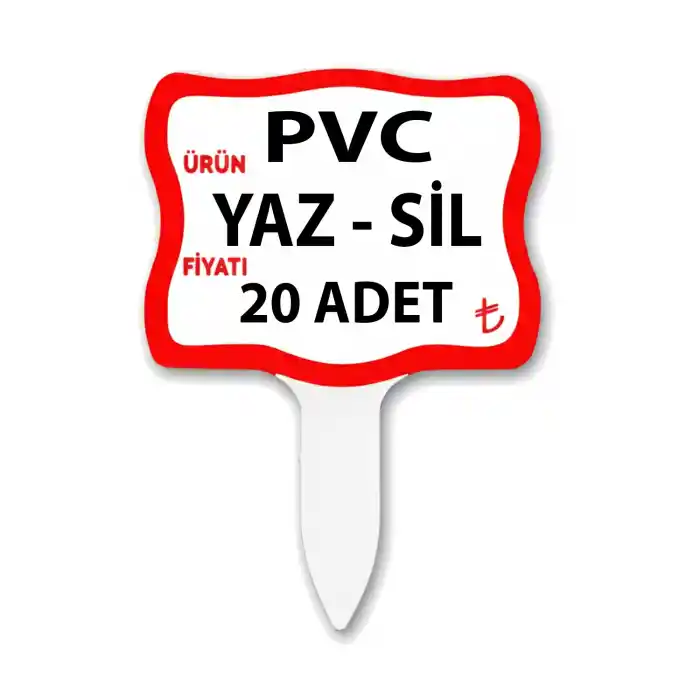 PVC Yaz-Sil Tatlıcı Baharat Kuruyemişci Fiyat Etiketi 20 li Pk