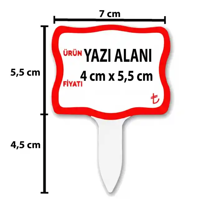 PVC Yaz-Sil Tatlıcı Baharat Kuruyemişci Fiyat Etiketi 20 li Pk