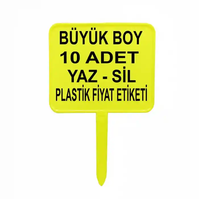 Balıkçı Tezgah Etiketi Açılı Saplamalı Fiyat Etiketi Fosforlu Sarı Büyük Boy 10 Adet