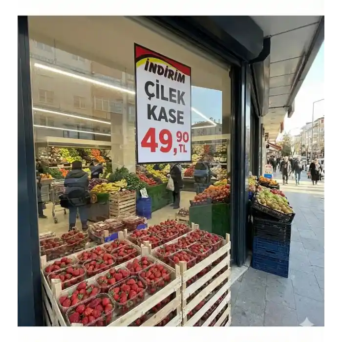 Market İndirim Afişi Kuşe Kağıt 32x45 cm 50 li Pk.