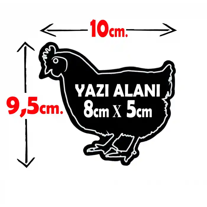 Ayaklı Etiket Tutucu ve PVC Yaz-Sil Tavuk Figürlü Fiyat Etiketi 10 lu Set