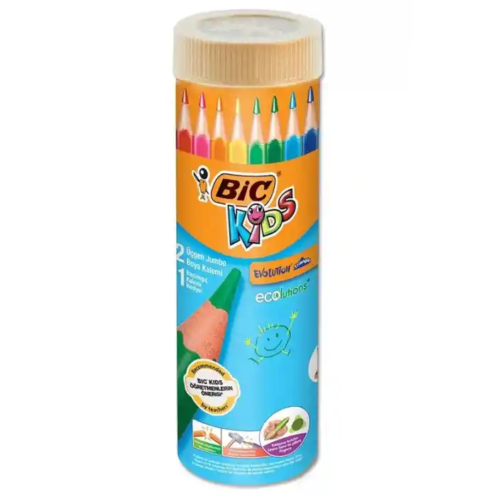 Bic Evolutıon 12+1 Üçgen Jumbo Tüp Kuru Boya 958192