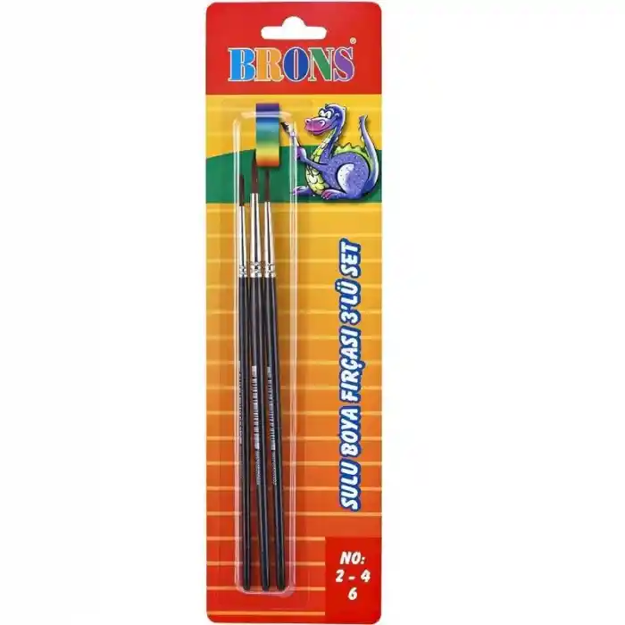 Brons 145 Serisi Sulu Boya Fırça Seti 3 Lü No.2-4-6 Br-244