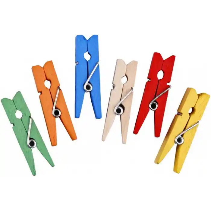 Brons Ahşap Mandal Renkli Küçük Br-904 24lü