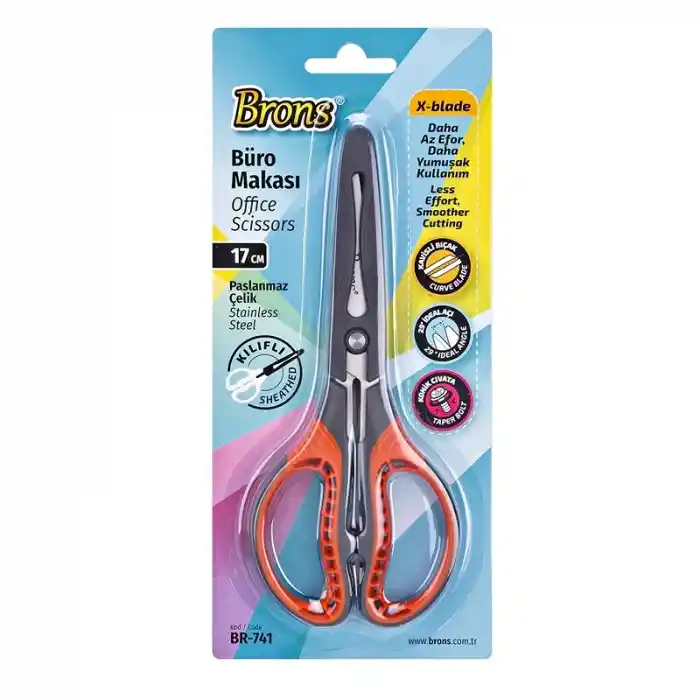 Brons Büro Makası Koruma Kılıflı Br-741 17 Cm