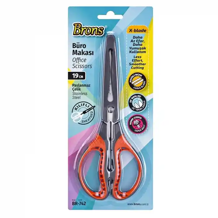 Brons Büro Makası Koruma Kılıflı Br-742 19 Cm