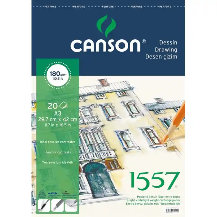Canson A3 29,7x42 Cm Resim Def.180 Gr 18020a3us
