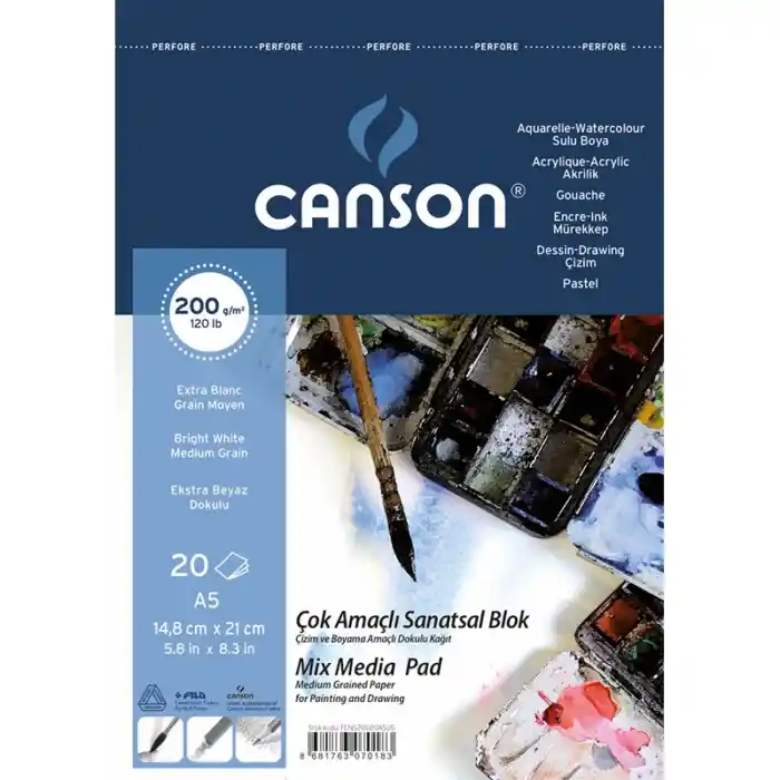 Canson Fıneface A5 20 Yaprak Resim Defteri 200 Gr 20020a5us