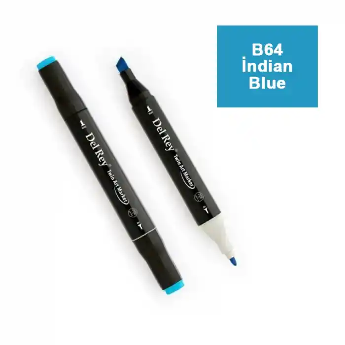 Del Rey Twın Marker B64 İndian Blue Çift Uçlu Grafik Kalemi Mn-dr064
