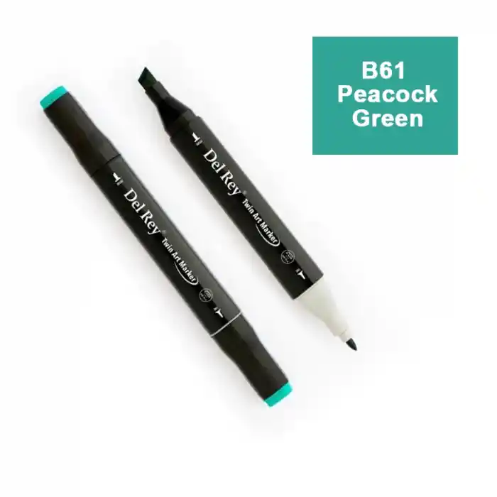 Del Rey Twın Marker Bg61 Peacock Green Çift Uçlu Grafik Kalemi Mn-dr061