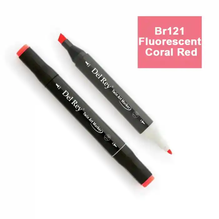 Del Rey Twın Marker F121 Fluorescent Coral Red Çift Uçlu Grafik Kalemi Mn-dr121