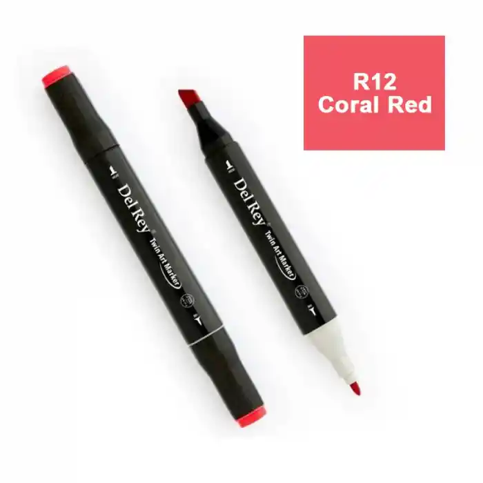 Del Rey Twın Marker R12 Coral Red Çift Uçlu Grafik Kalemi Mn-dr012