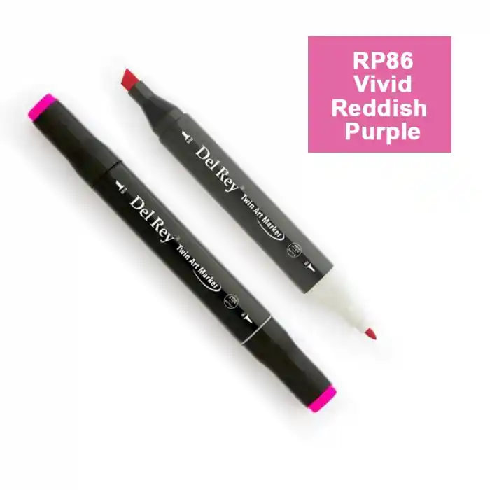 Del Rey Twın Marker Rp86 Vivid Reddish Purple Çift Uçlu Grafik Kalemi Mn-dr086