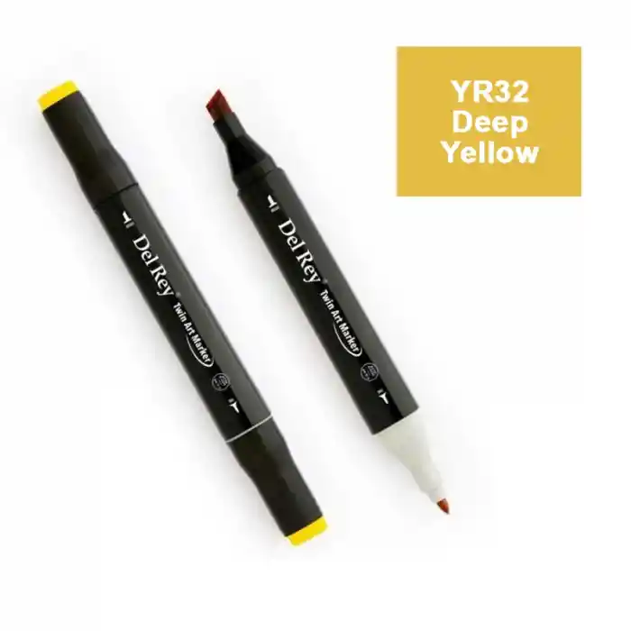 Del Rey Twın Marker Yr32 Deep Yellow Çift Uçlu Grafik Kalemi Mn-dr032