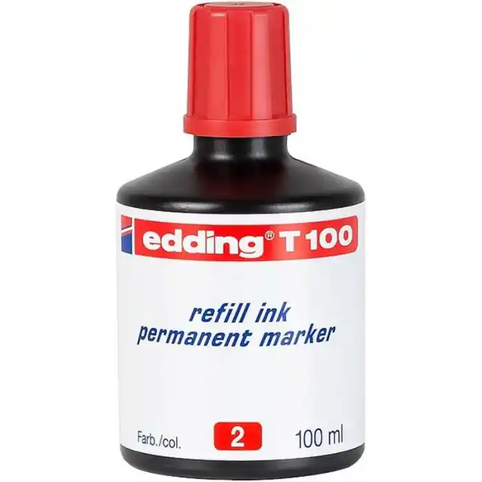 Edding T100 Kırmızı Permanent Mürekkep 100ml