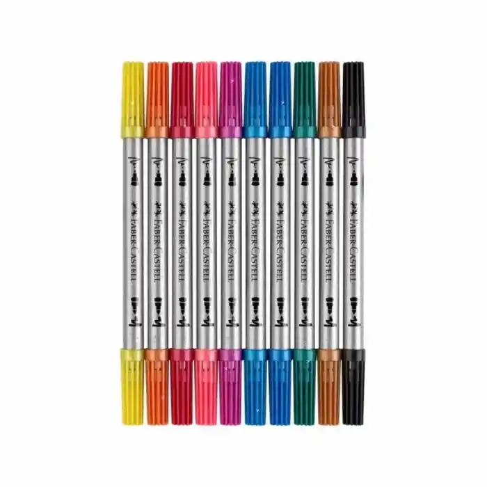 Faber 10 Renk Çift Uçlu Simli Keçeli Kalem 21511070