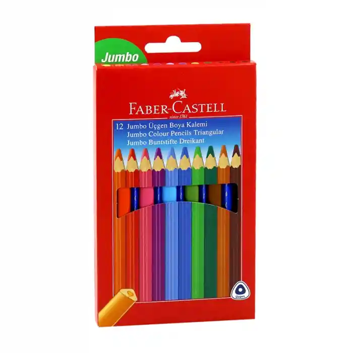 Faber 12 Renk Jumbo Üçgen Tam Boy Kuru Boya 116615