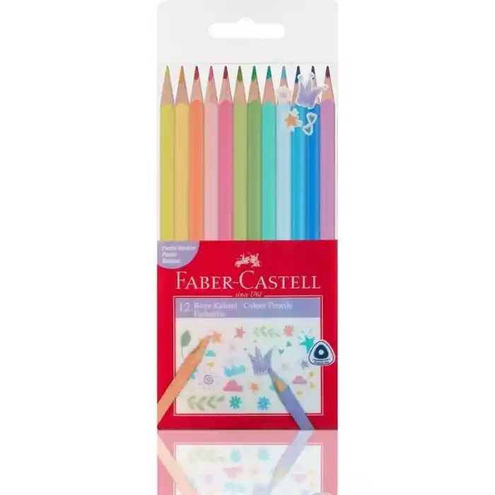 Faber 12 Renk Üçgen Kuru Boya Pastel Renkler 116313