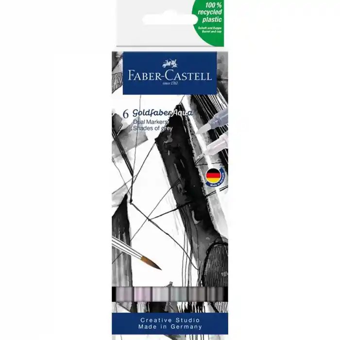 Faber AQua Çift Uçlu Markör Kalem 6 Lı Gri Tonlar 164522