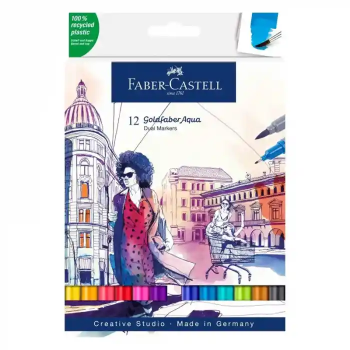 Faber Goldfaber AQua Çift Uçlu Markör Kalem 12 Li 164612
