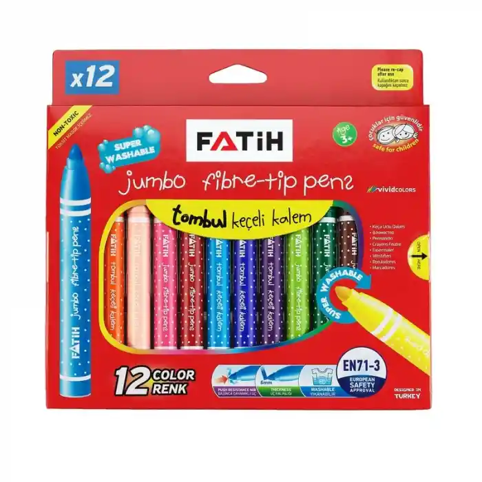 Fatih 12 Renk Jumbo Keçeli Kalem 34260