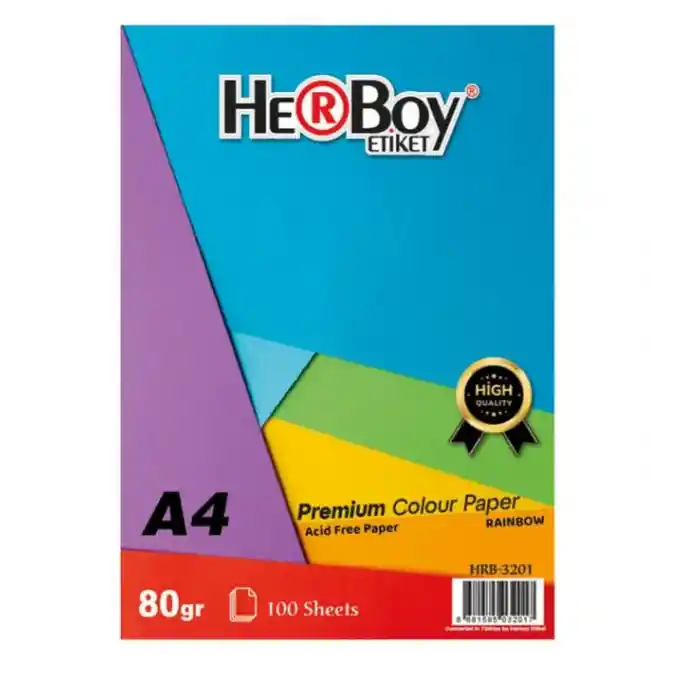 Herboy A4 Fotokopi Kağıdı 10 Renk 100 Lü Karışık Hrb-3201