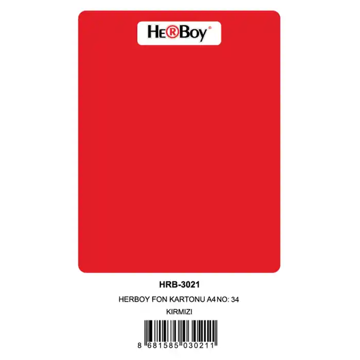 Herboy Fon Kartonu A4 Kırmızı 160 Gr No:34 100 Lü Hrb-3021