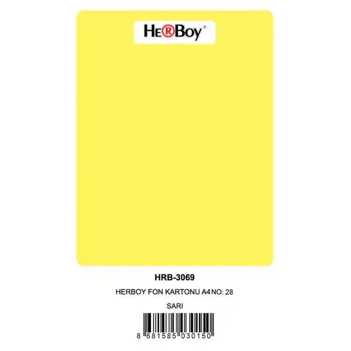 Herboy Fon Kartonu A4 Sarı 160 Gr No:28 100 Lü Hrb-3015