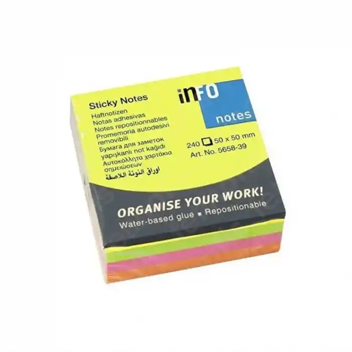 Info Notes 50x50 Karışık Renk Mini Postit 240 Yp. 565839