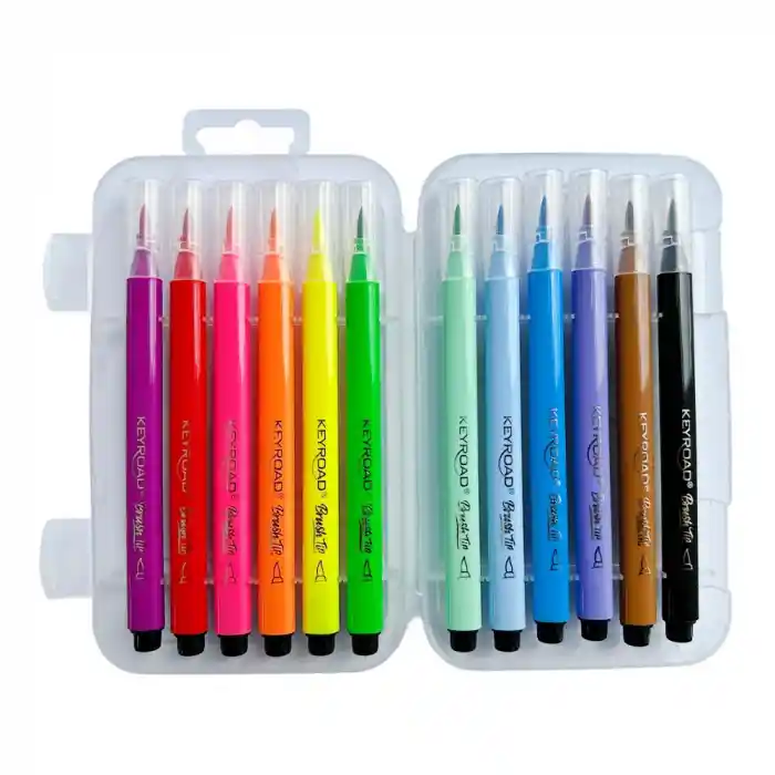 Keyroad Fiber Marker Fırça Uçlu Keçeli Kalem 12 Renk