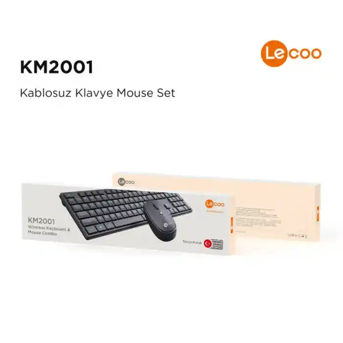 Lecoo Km2001 Klavye & Mouse Kablosuz Set Siyah