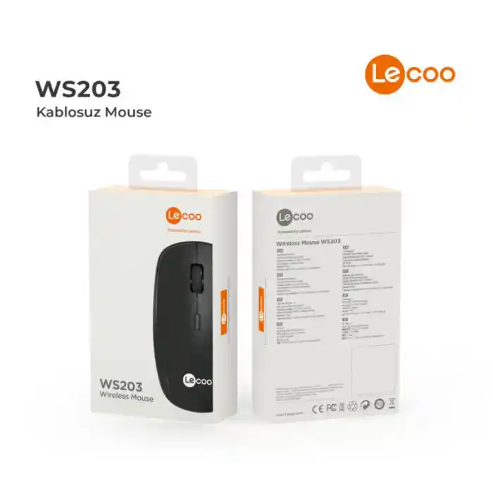 Lecoo Ws203 Kablosuz 2400dpı 4 Tuşlu Optik Mouse Siyah