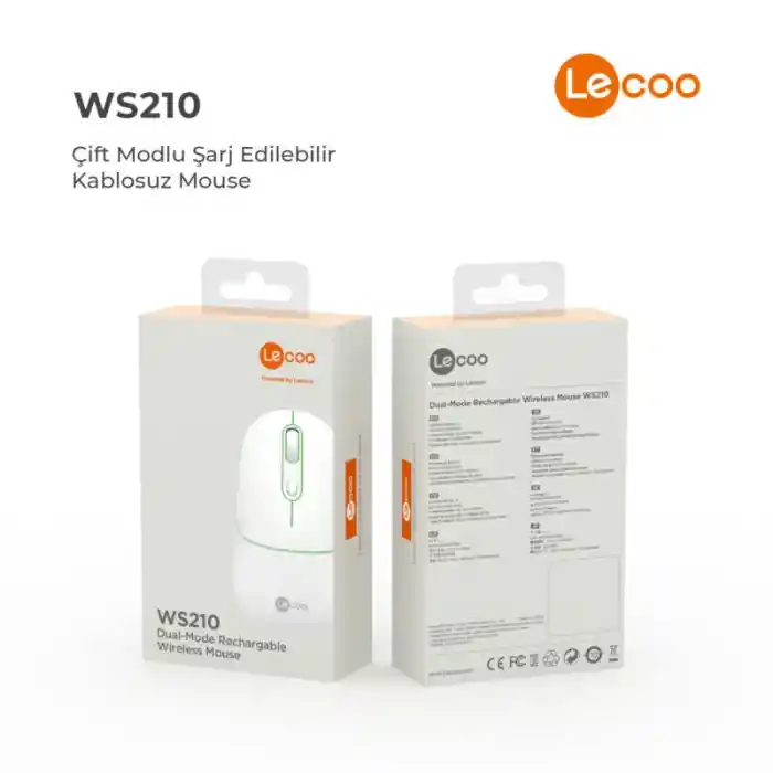 Lecoo Ws210 Beyaz Bluetooth & 2.4g Wifi Wireless Charging Mouse