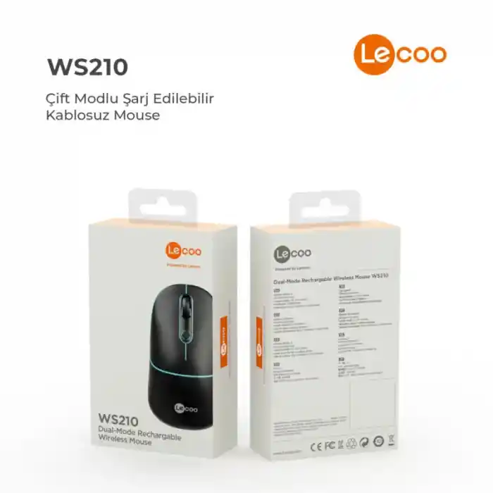 Lecoo Ws210 Siyah Bluetooth & 2.4g Wifi Wireless Charging Mouse