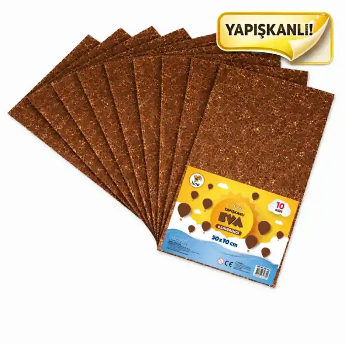 Lıno Eva 50x70 Kahverengi 2 Mm Simli Yapışkanlı 10 Lu Paket Rbe-636