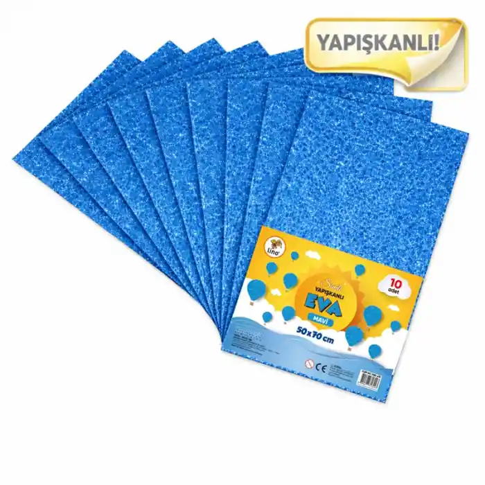Lıno Eva 50x70 Mavi 2 Mm Simli Yapışkanlı 10 Lu Paket Rbe-630