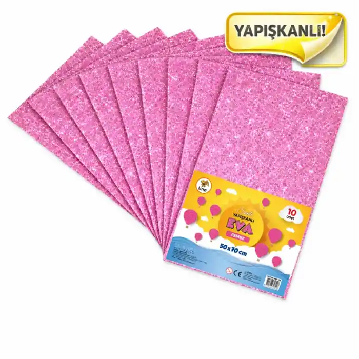 Lıno Eva 50x70 Pembe 2 Mm Simli Yapışkanlı 10 Lu Paket Rbe-635