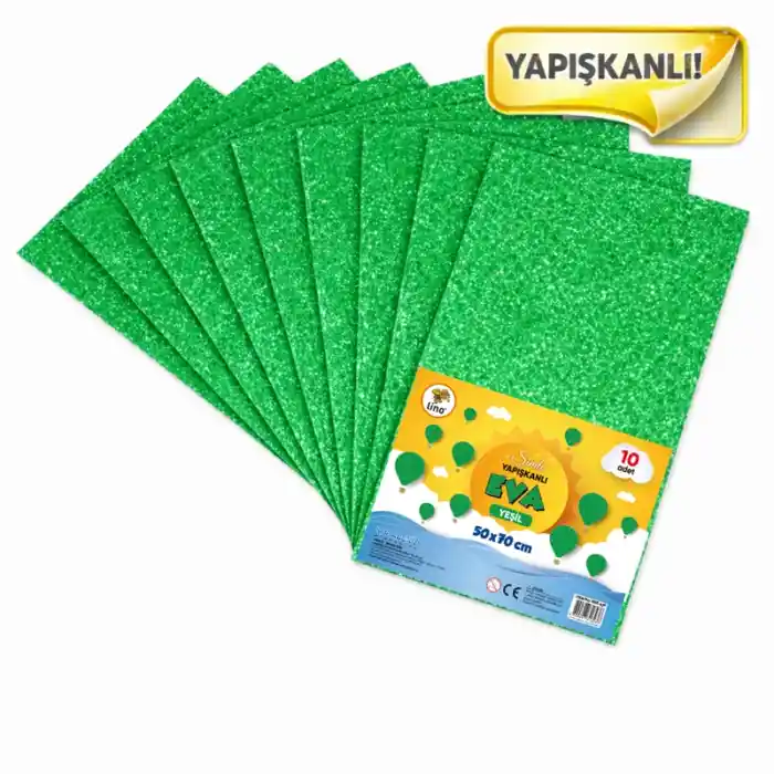 Lıno Eva 50x70 Yeşil 2 Mm Simli Yapışkanlı 10 Lu Paket Rbe-629