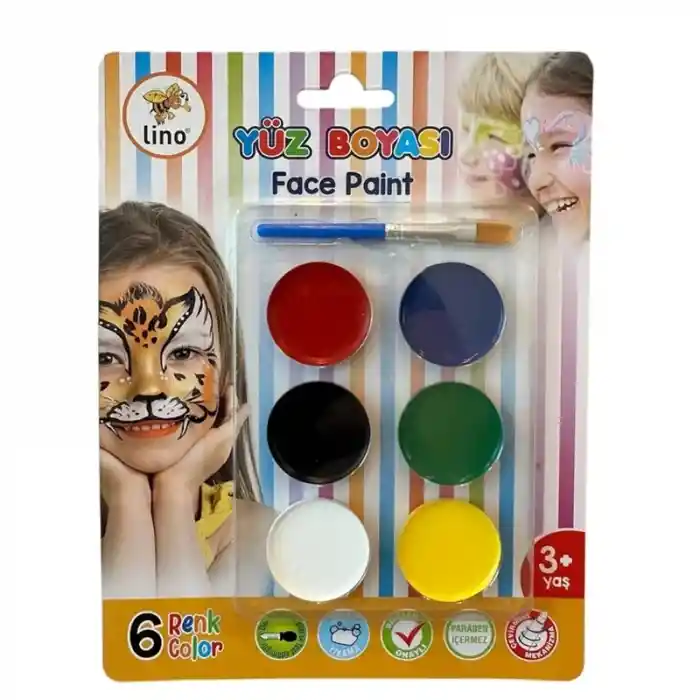 Lıno Ln-904 6 Renk Yüz Boyası Tablet Fırçalı Yıkanabilir
