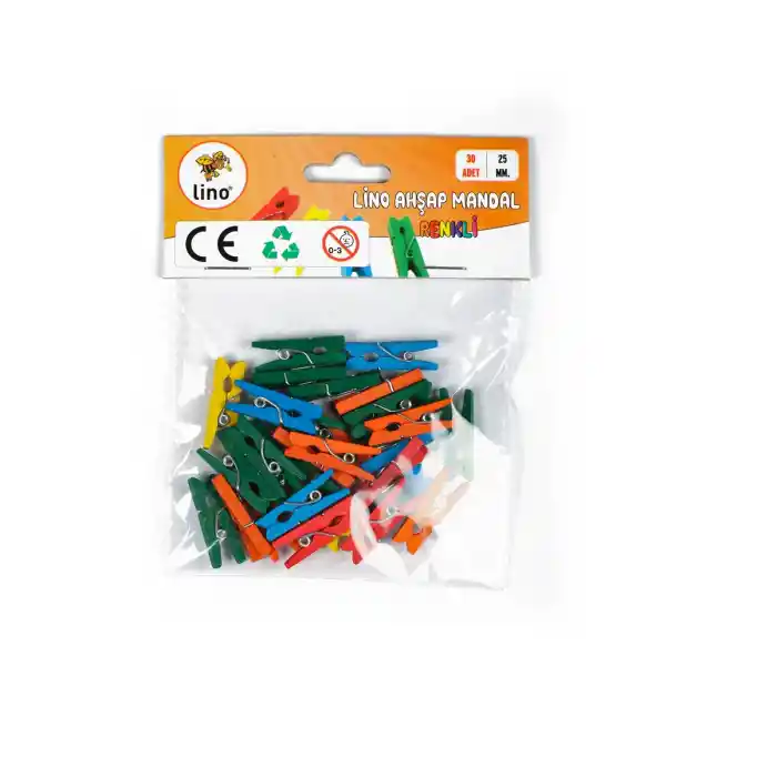 Lıno Rbz-039 Ahşap Mandal Renkli 25 Mm