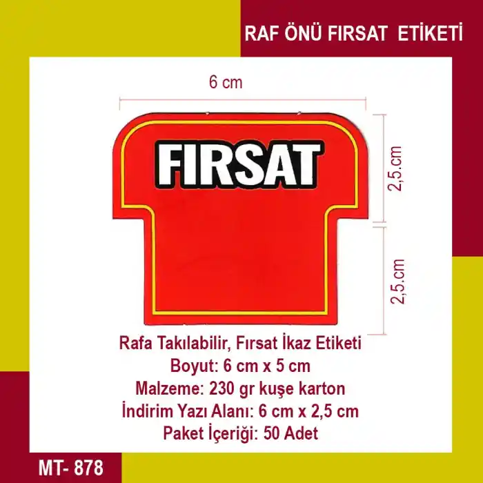 Market Raf Önü Fırsat Ürün Etiketi Karton 50 Adet