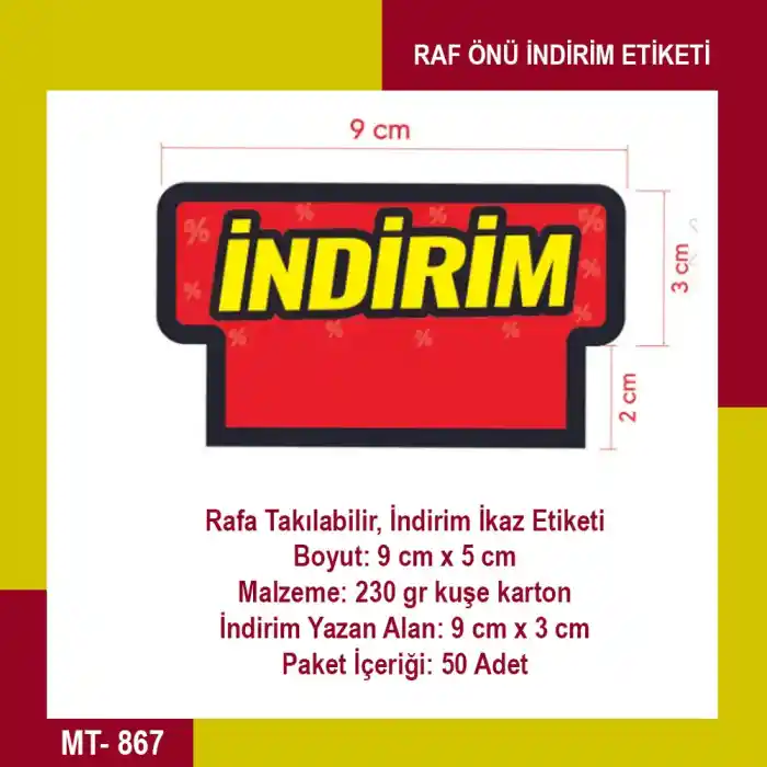 Market Raf Önü İndirim Ürün Etiketi 50 Adet