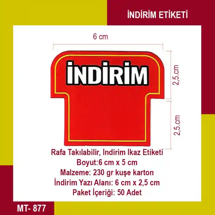 Market Raf Önü İndirim Ürün Etiketi Karton 50 Adet