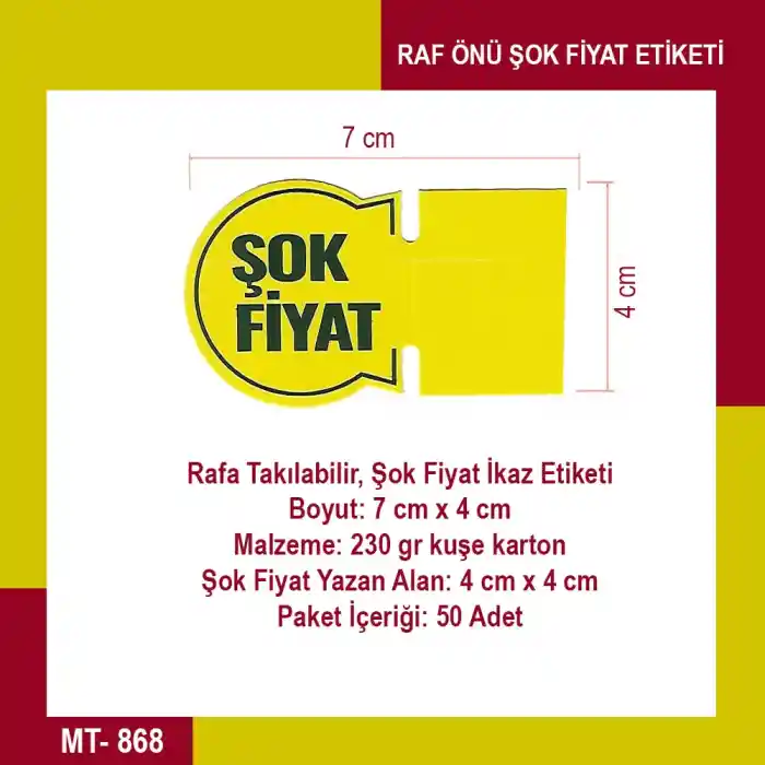Market Raf Önü Şok Fiyat Ürün Etiketi Yuvarlak Karton 50 Adet