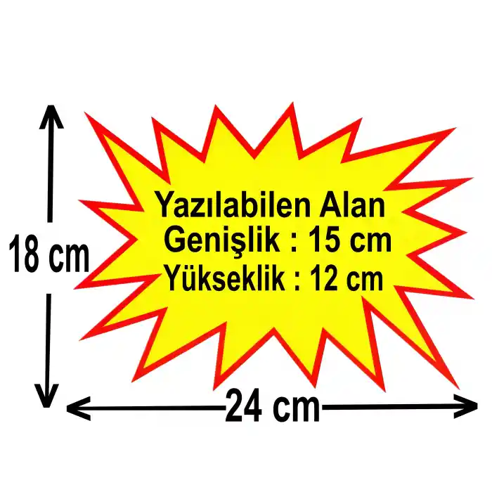 Market Reyon Raf Önü Sarı Yıldız Karton 24x18 cm. Raf Yıldızı 50 Adet