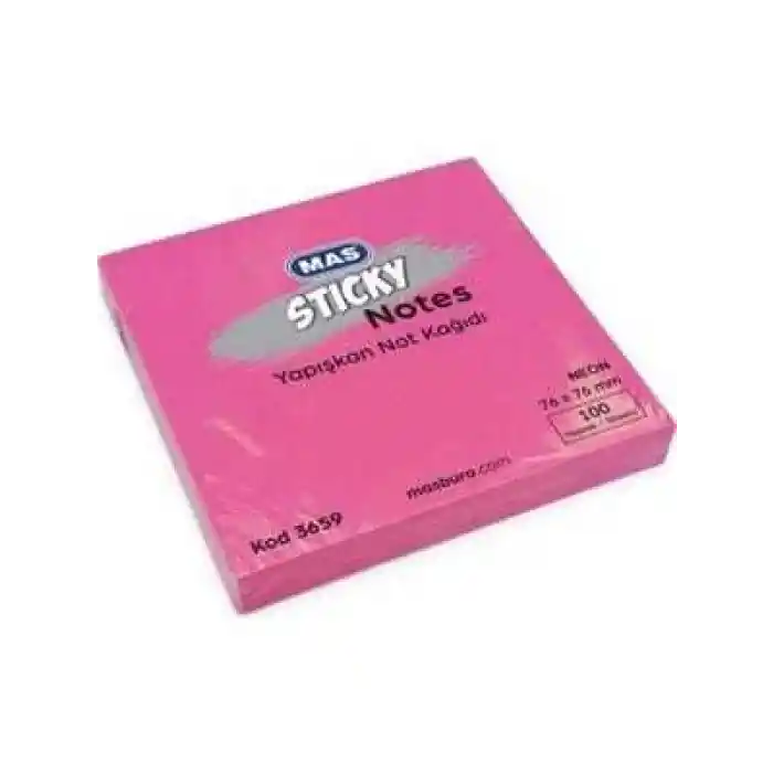 Mas 3658 Postit 76x76 100 Yp Yapışkanlı Not Kağıdı Neon Pembe