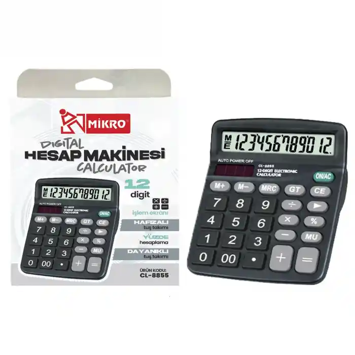Mikro Cl-8855 Dijital 12 Hane Hesap Makinası