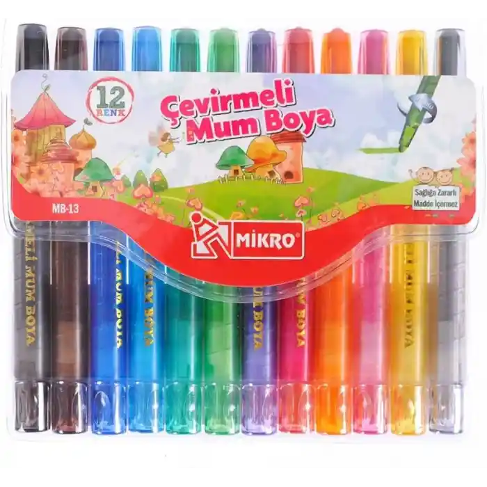 Mikro Mb-13 12 Renk Çevirmeli Mum Boya