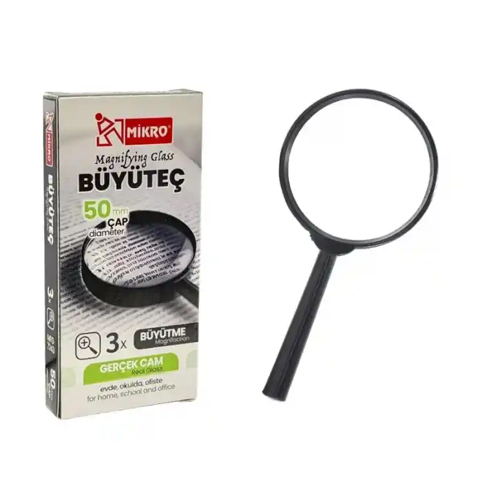 Mikro Mfg-7243-50 Büyüteç 50mm Gerçek Cam Magnıfyıng Glass