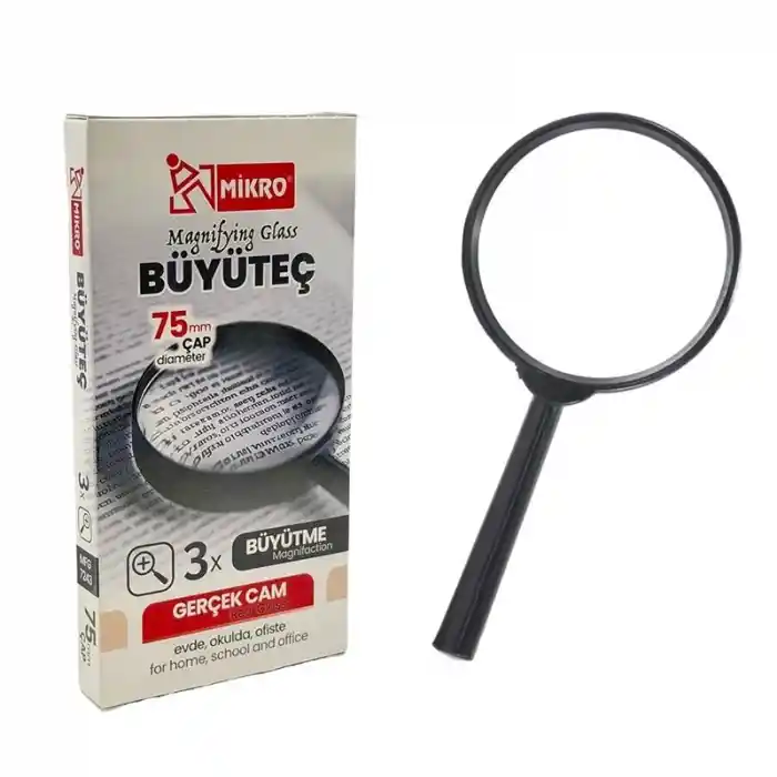 Mikro Mfg-7243-75 Büyüteç 75mm Gerçek Cam Magnıfyıng Glass